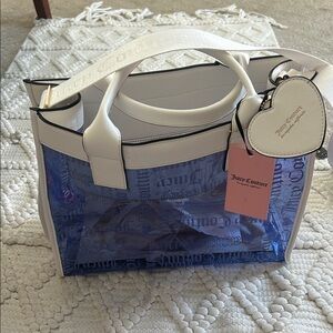 Juicy Couture Blue and White Tote Bag